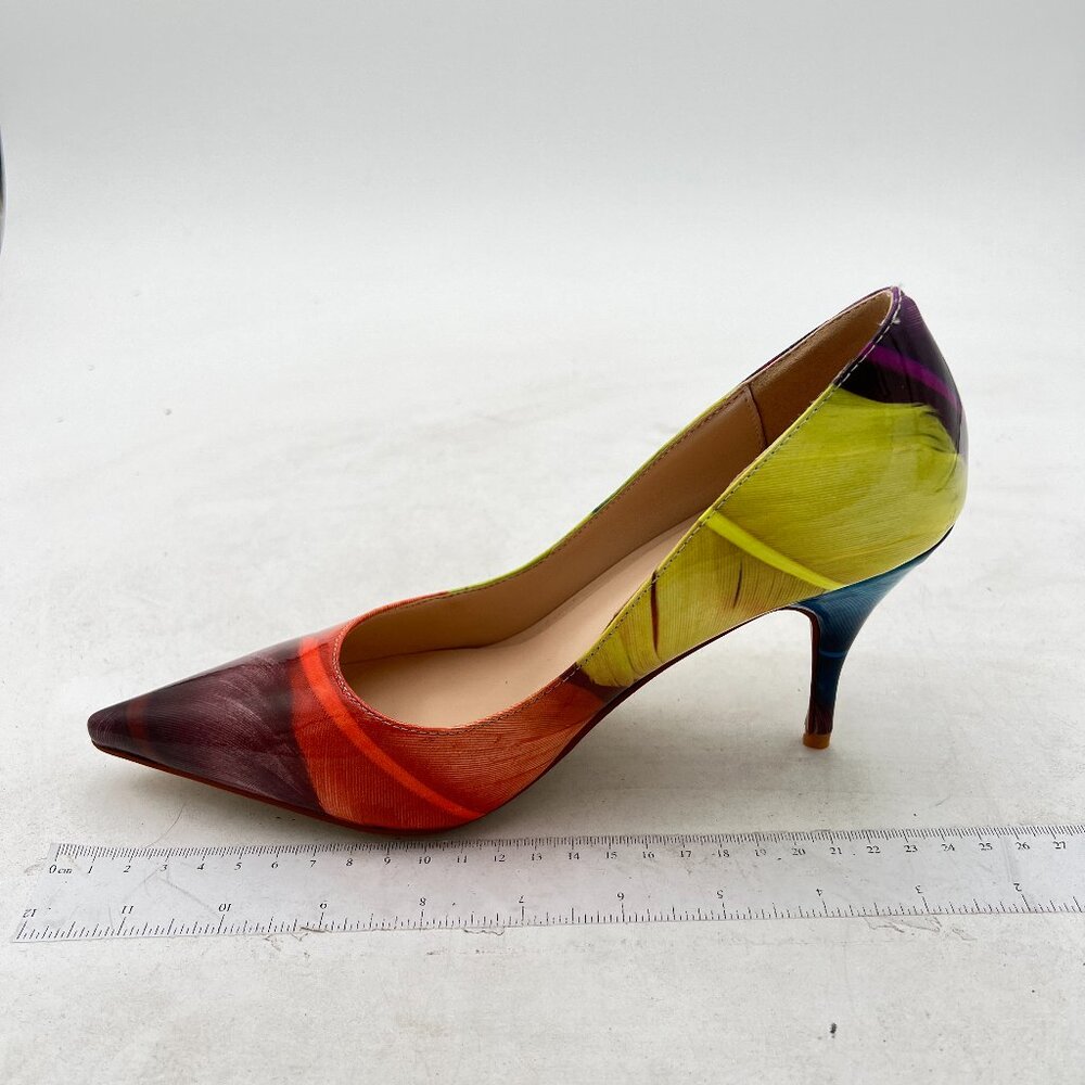 Ydn Print Feather Pointed Closed Toe Stilettos He… - image 2